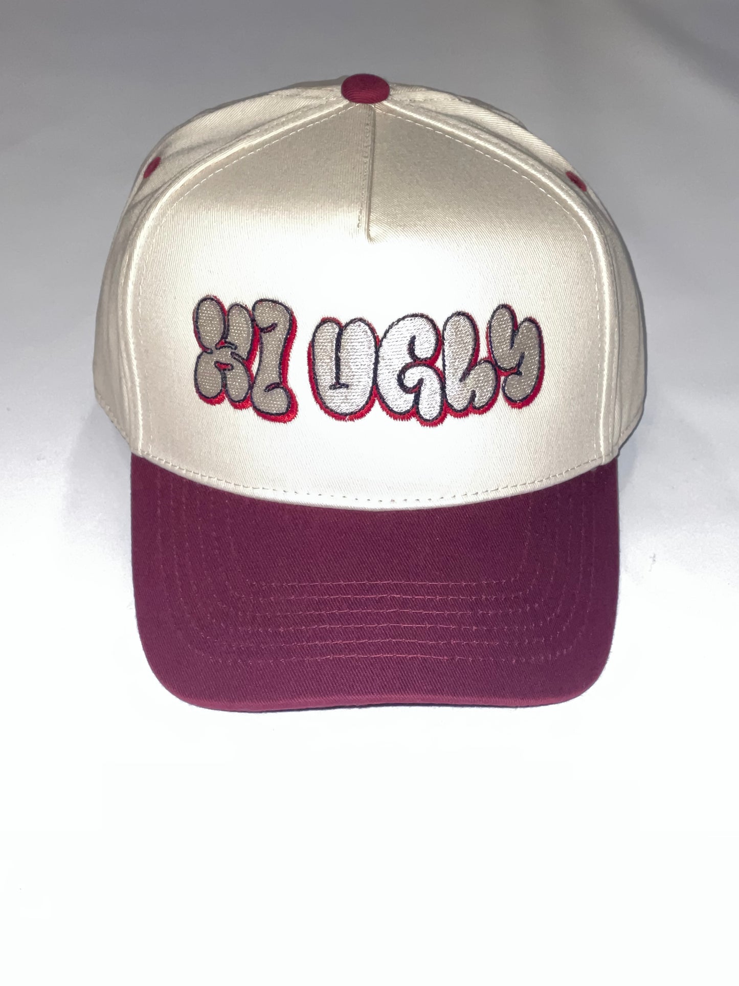 Burgundy & Cream Hat