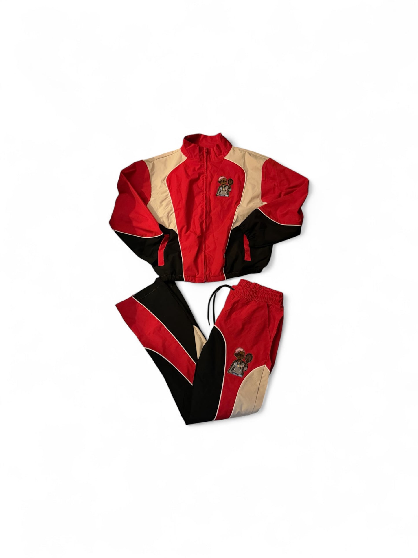 Red Black and tan tracksuit ￼