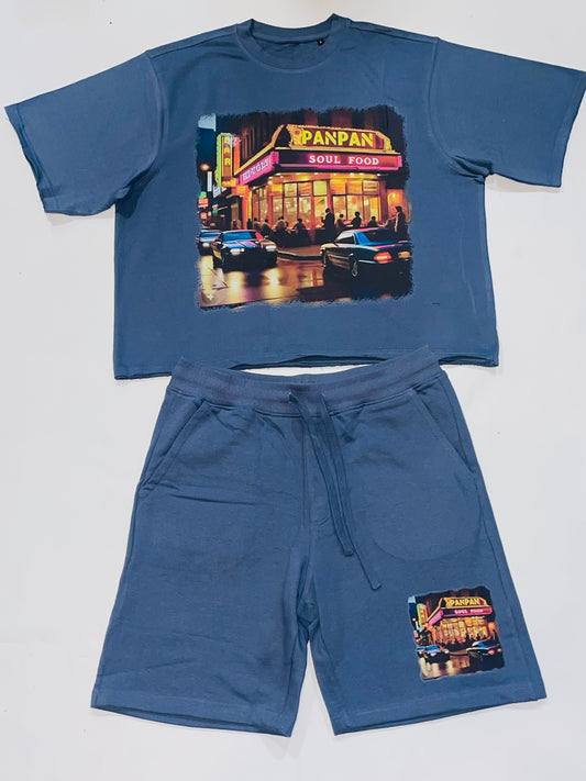 BLUE PAN PAN SOUL FOOD Short set